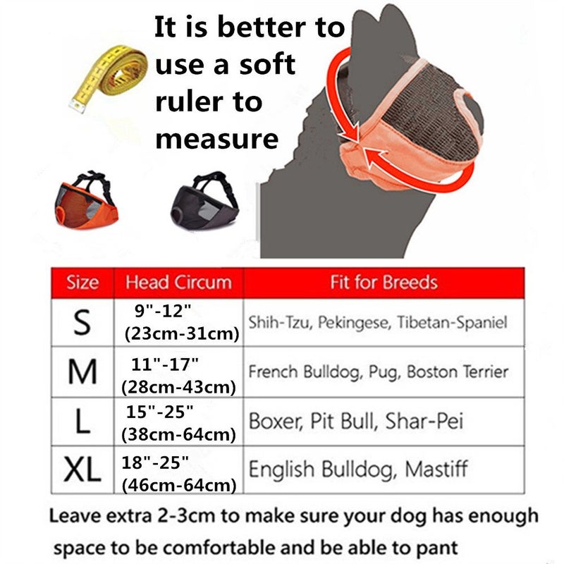 JYHY Short Snout Dog Muzzle- Adjustable Breathable Mesh Bulldog Muzzle for Biting Chewing Licking Grooming Dog Mask,Grey(Eyehole) XL - Image 5